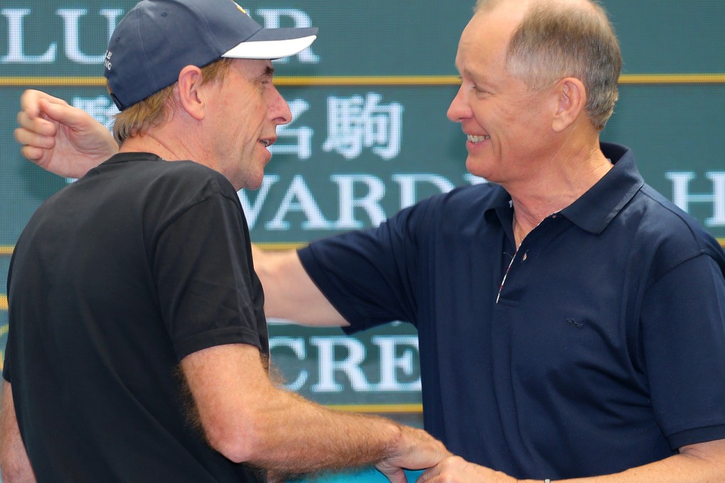 John Size and John Moore have clashed on a number of occasions this season, and they are gearing up for the biggest battle of all - the quest for the 2014-15 trainers' championship. Photo: Kenneth Chan