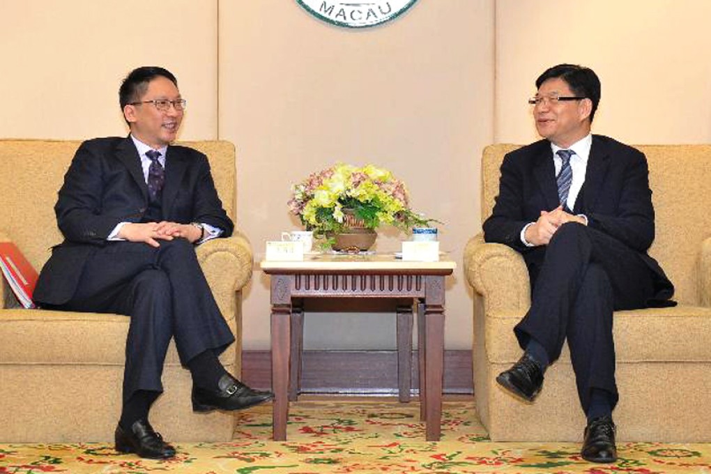 Secretary for Justice Rimsky Yuen Kwok-keung met Ho Chio Meng in this 2013 file photo.