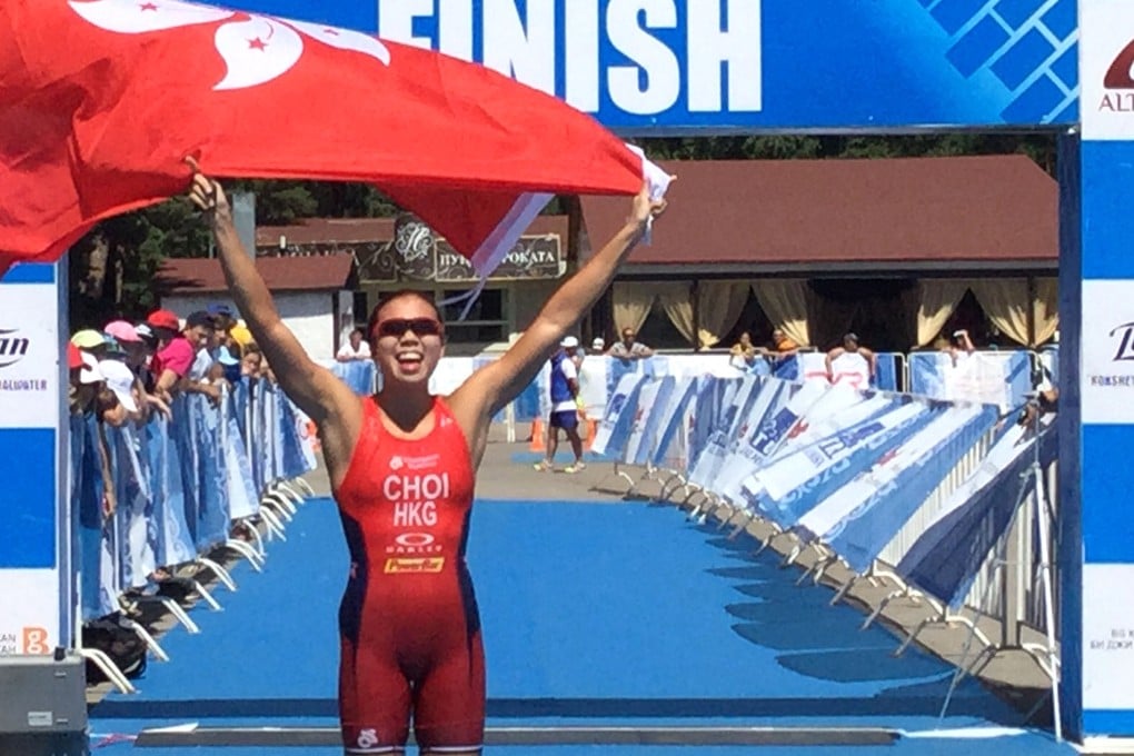 A delighted Hilda Choi after winning at the Asian Triathlon Cup event in Burabay, Kazakhstan. Photo: Richard Castka