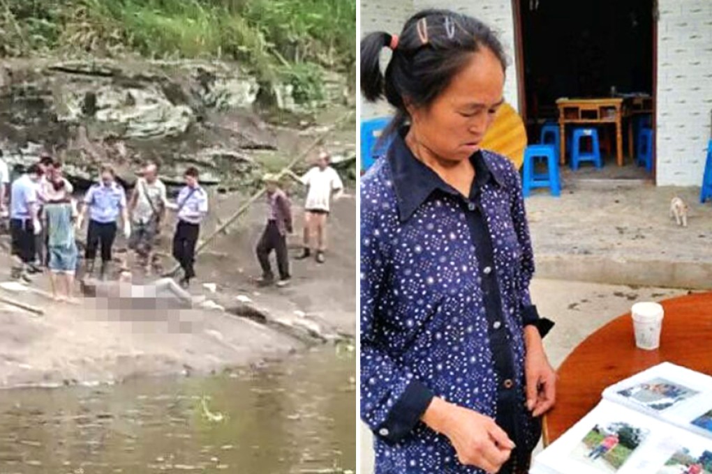 The area where the couple's bodies were found in Meishan. The woman's mother looks at the photo album. Photos: SCMP Pictures