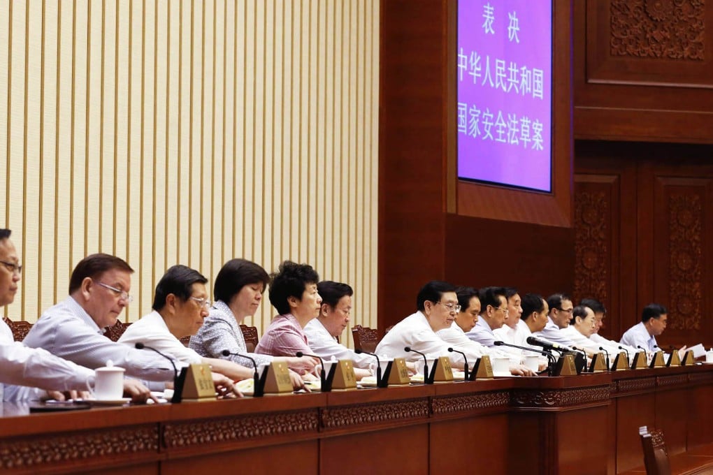 The National People's Congress Standing Committee passes the national security law in Beijing on Wednesday. Photo: CNS