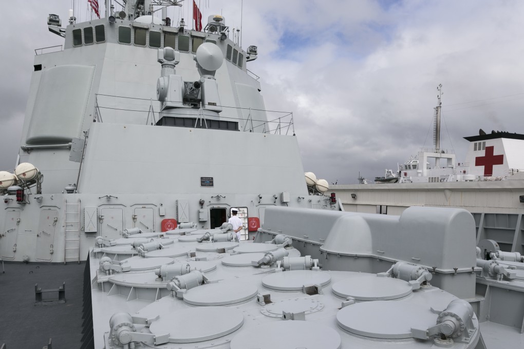 The People’s Liberation Army Navy destroyer Haikou. Two generals  say the PLA should learn lessons from the war with Japan that ended 70 years ago. Photo: AP