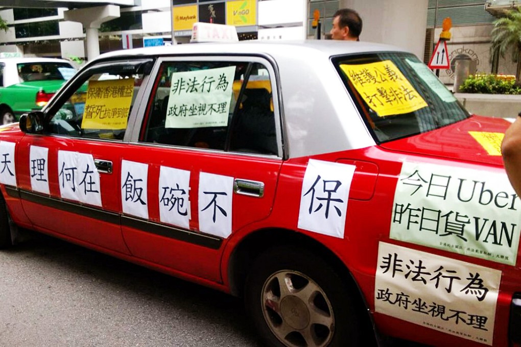 More than 100 drivers staged a protests against Uber and other car-hailing apps on Monday.