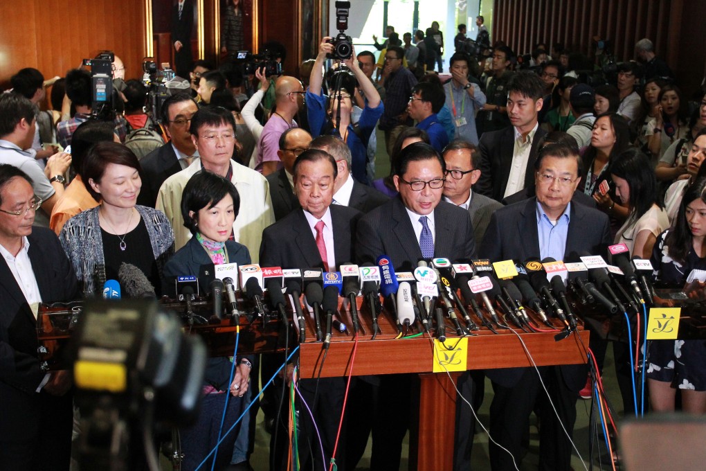 Pro-Beijing legislators after voting fiasco. Photo: May Tse