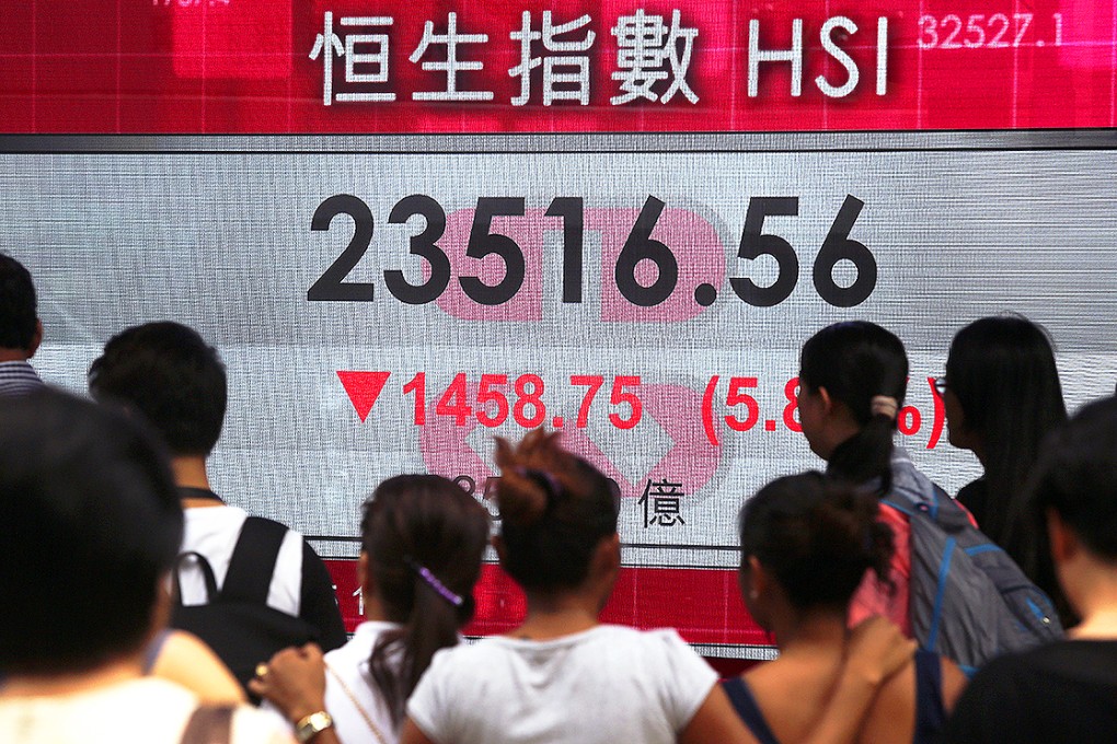 The Hang Seng Index dropped over 2,100 points on Wednesday as a rout in the mainland spilled over into Hong Kong. Photo: Sam Tsang