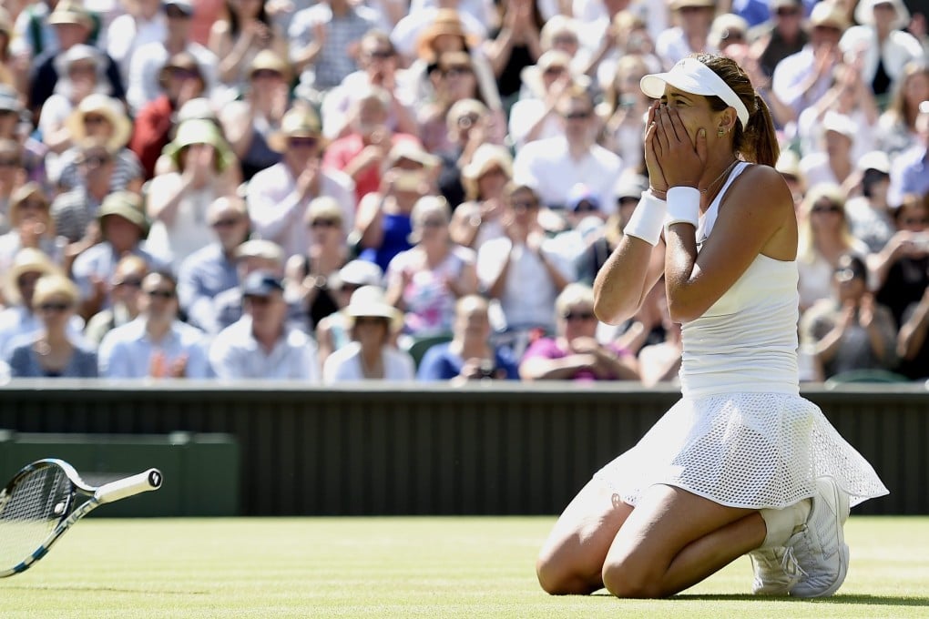 Garbine Muguruza celebrates her win over Agnieszka Radwanska. Photo: EPA