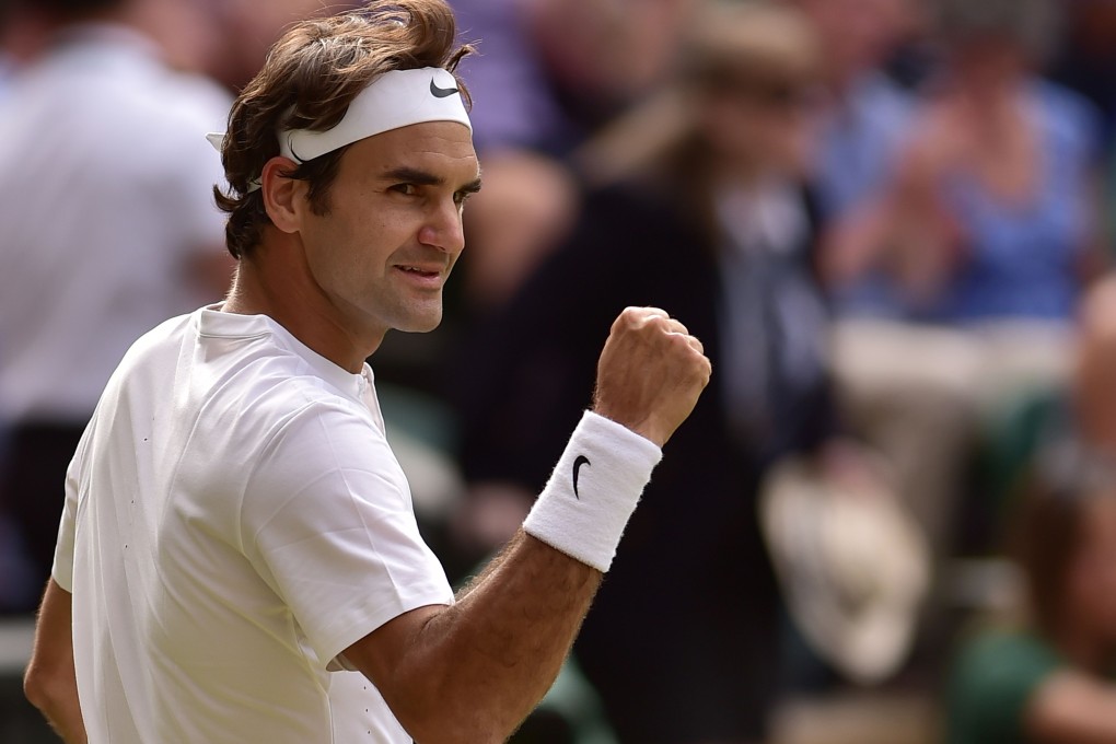 Roger Federer celebrates another grand slam final. Photo: AFP