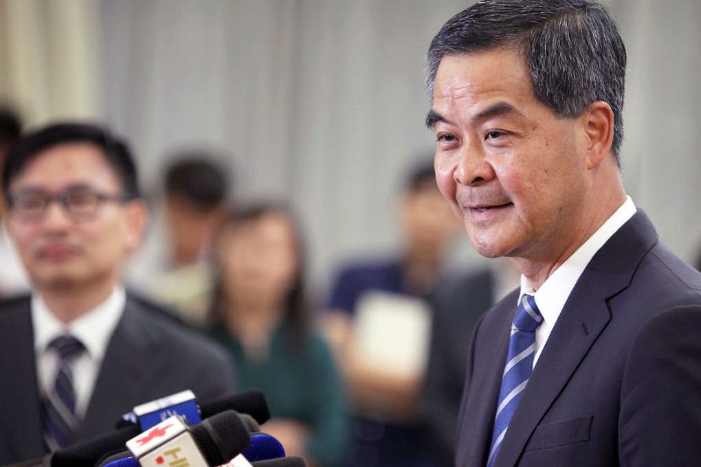 Leung dropped a strong hint he would seek a second term at the end of his two-day trip to Beijing. Photo: Simon Song