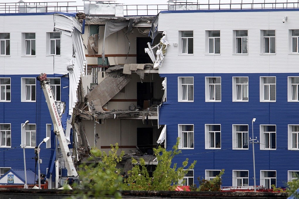 A ceilling collapsed at a military base in the Siberian city of Omsk. Photo: AP