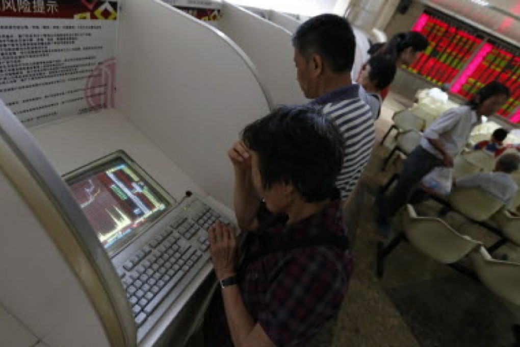 Mainland stocks tumbled by 30 per cent in less than a month. Photo: EPA