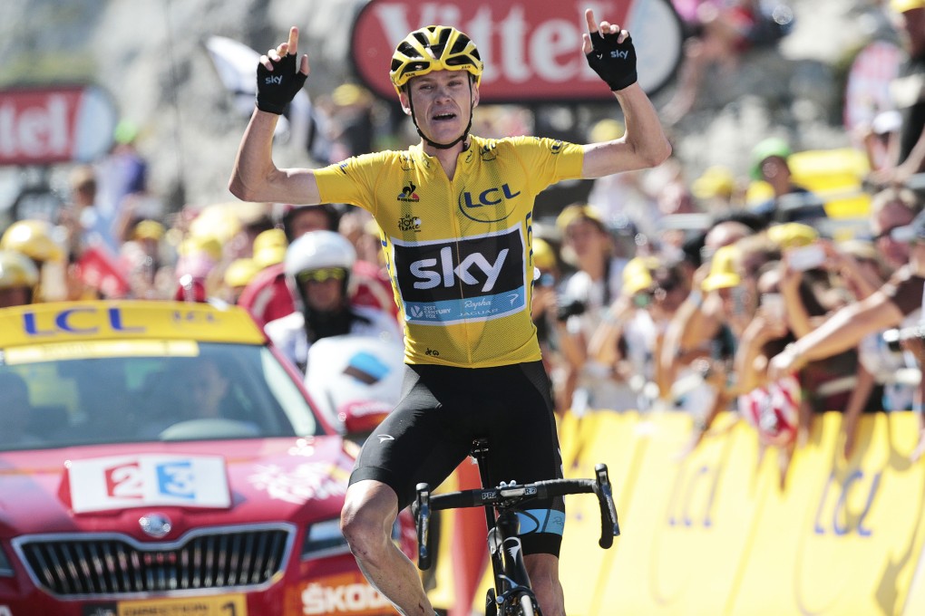 Chris Froome storms clear, after crushing the field on the first tough mountain challenge, to win the 10th stage of the Tour de France. Photo: AP