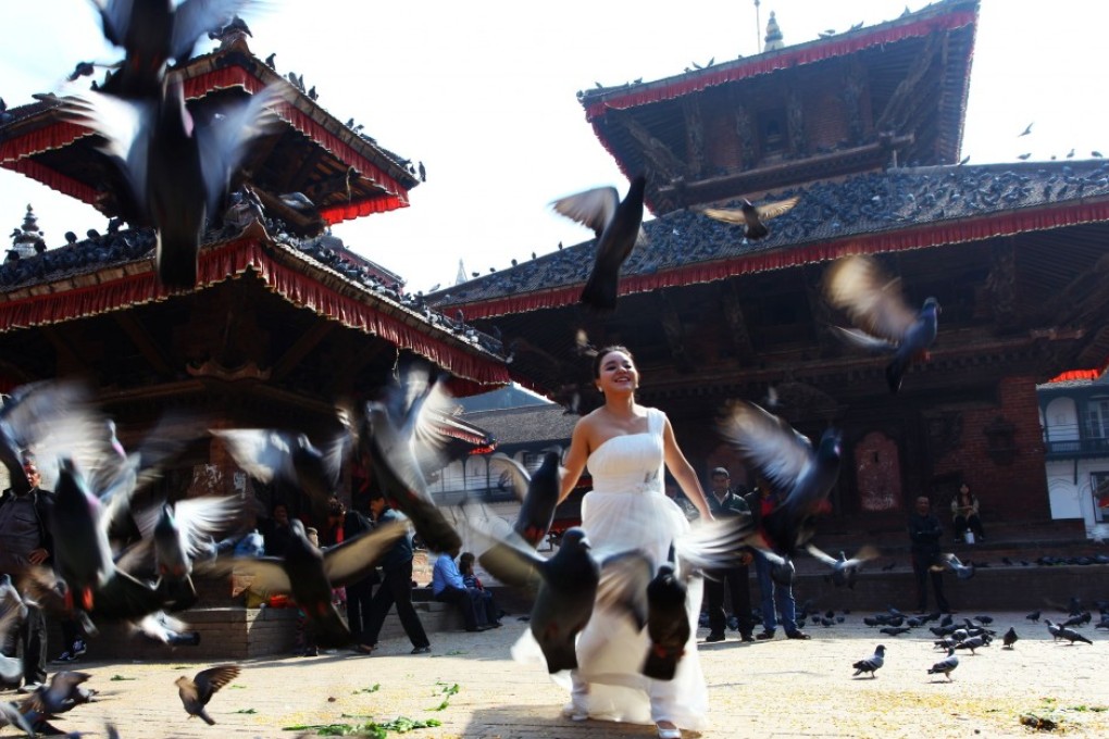 A Chinese tourist pictured in Kathmandu, Nepal. Photo: Xinhua