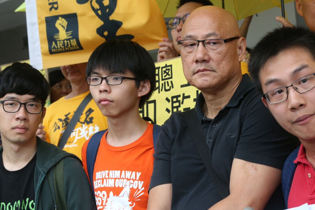 Nathan Law, Joshua Wong, Albert Chan and Raphael Wong face charges of obstructing police officers in execution of their duties. Photo: David Wong