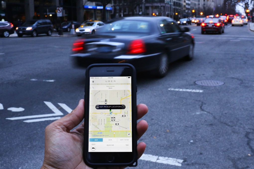 An Uber application used in the US as investor remain keen about technology companies even though valuations for some are getting rich. Photo: AFP