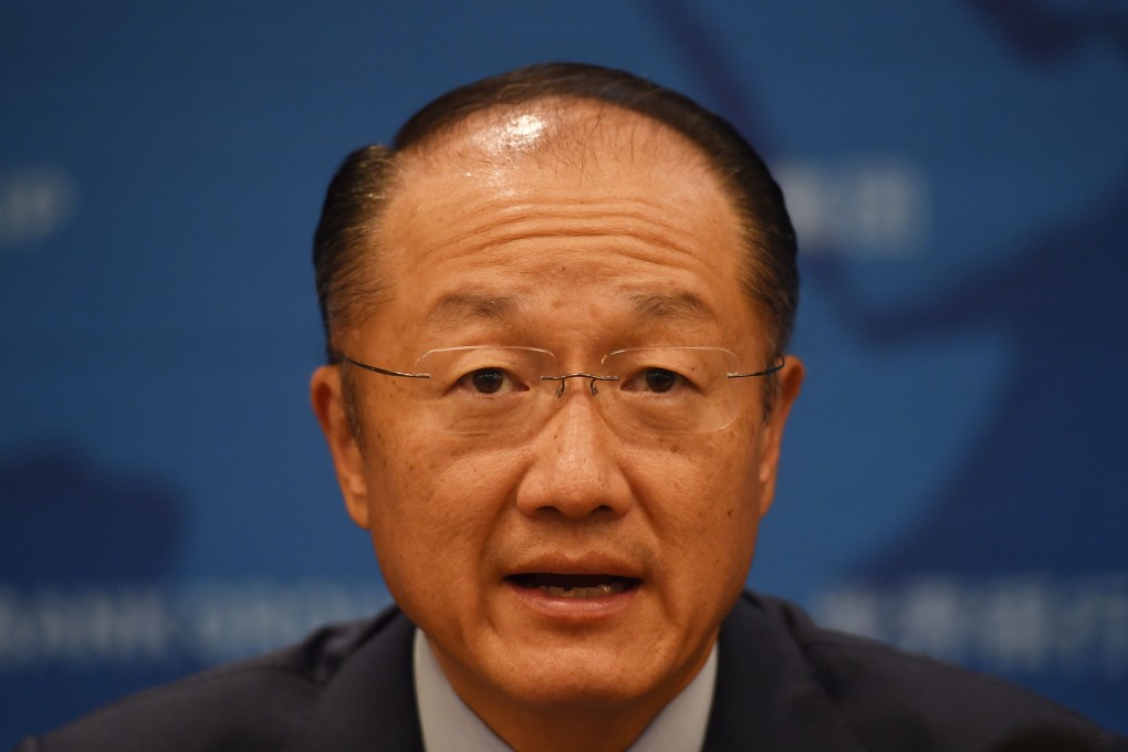 World Bank President Jim Yong Kim speaks at a press conference in Beijing. Photo: AFP