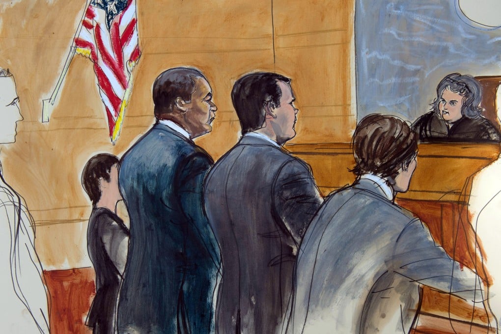 An artist's drawing of Jeffrey Webb in the dock. Photo: AP