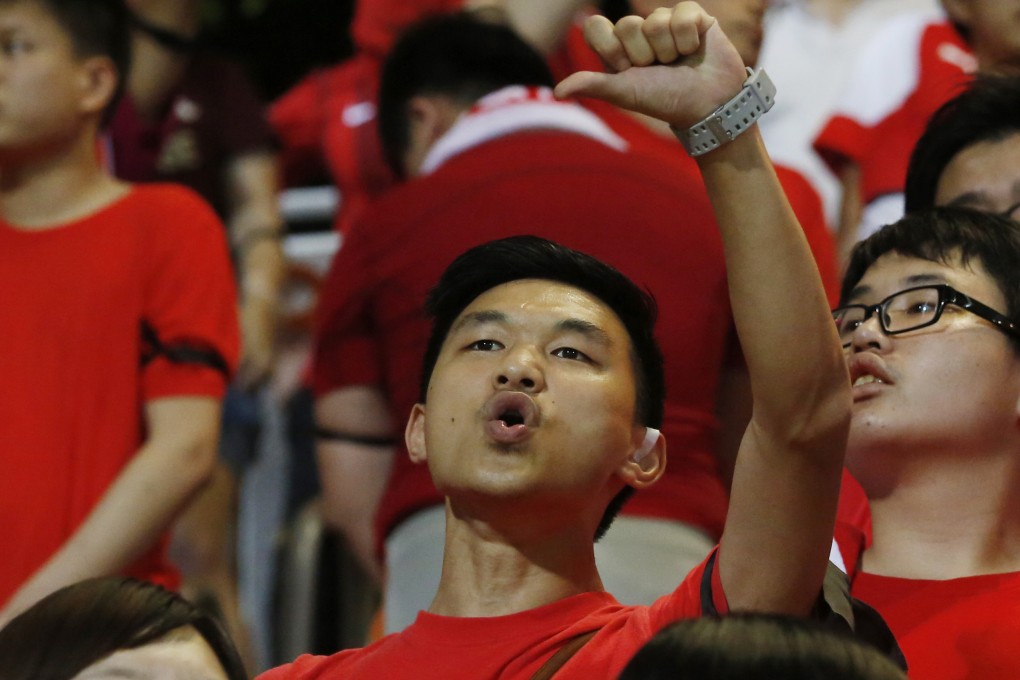 Hong Kong fans boo the Chinese national anthem at the 2018 World Cup Asian qualifying match between Hong Kong and Maldives. Photo: AP