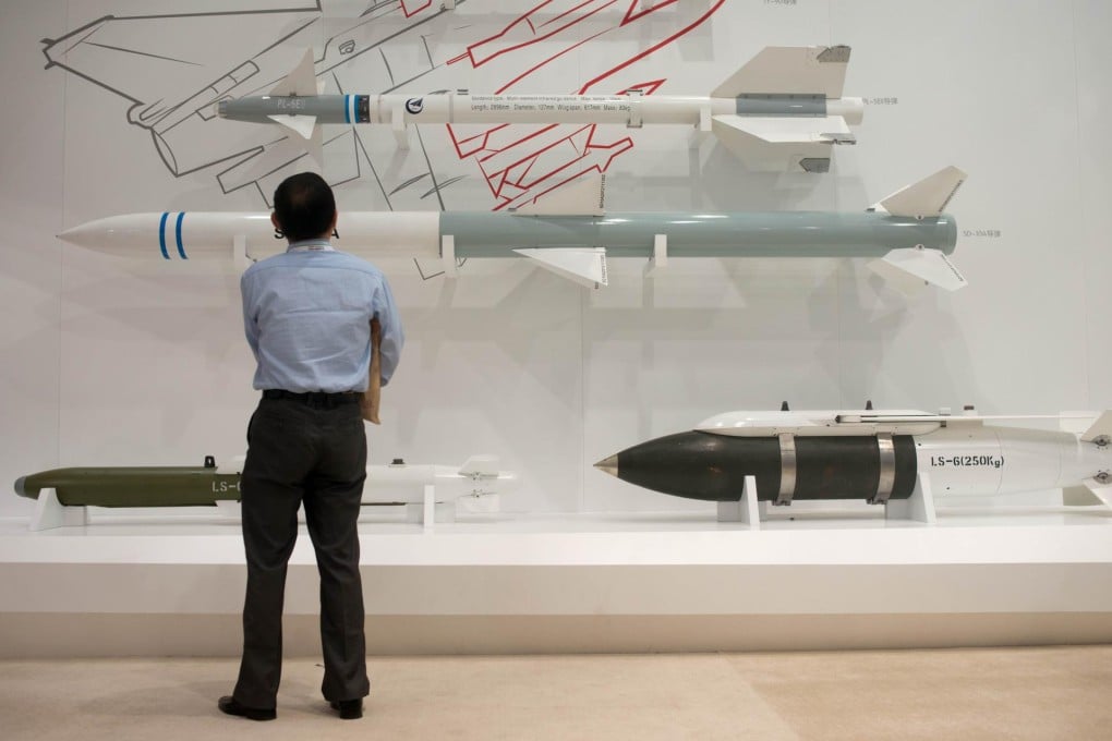 Avic missiles displayed at an aviation expo in Beijing last year. The state-owned firm spent 338 million yuan over three days to buy shares of its 20 subsidiaries. Photo: AFP