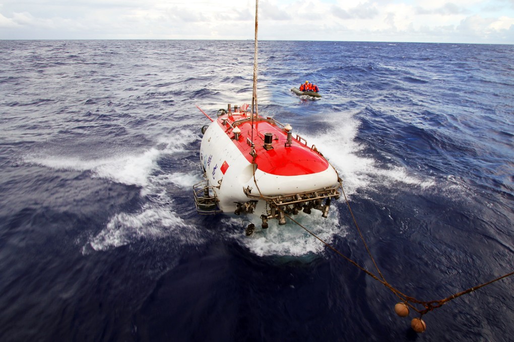 The Jialong manned deep sea submersible will join the robotic mission to the bottom of the Challenger Deep. Photo: Xinhua
