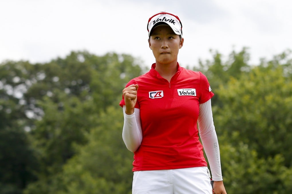 Chella Choi reacts to sinking the winning putt. Photo: AP