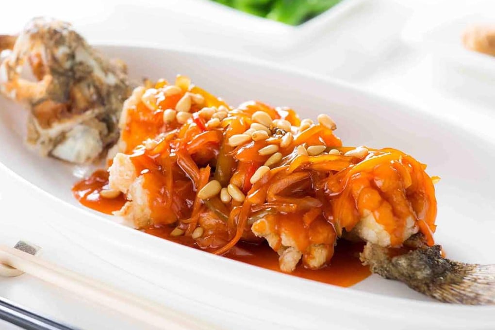 Deep-fried mandarin fish with pine nuts and sweet sauce at the New World Millennium in Tsim Sha Tsui.