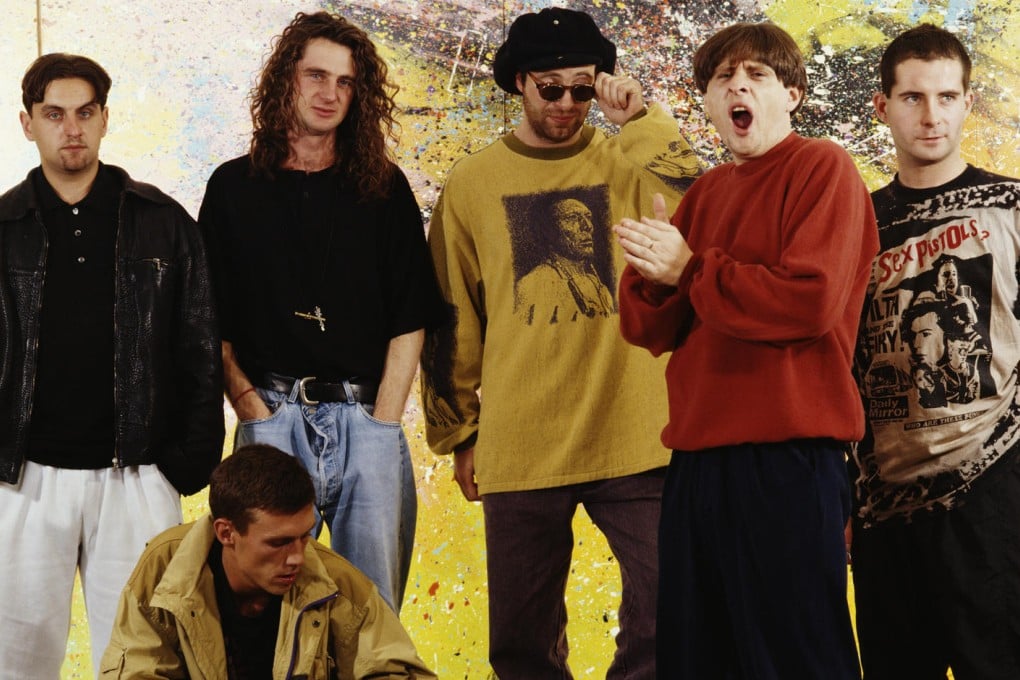 ORIGINAL SPIN: Happy Mondays circa 1990 (from left) are bassist Paul Ryder, dancer Bez, drummer Gary Whelan, guitarist Mark Day, singer Shaun Ryder and keyboardist Paul Davis. Photo: Getty Images