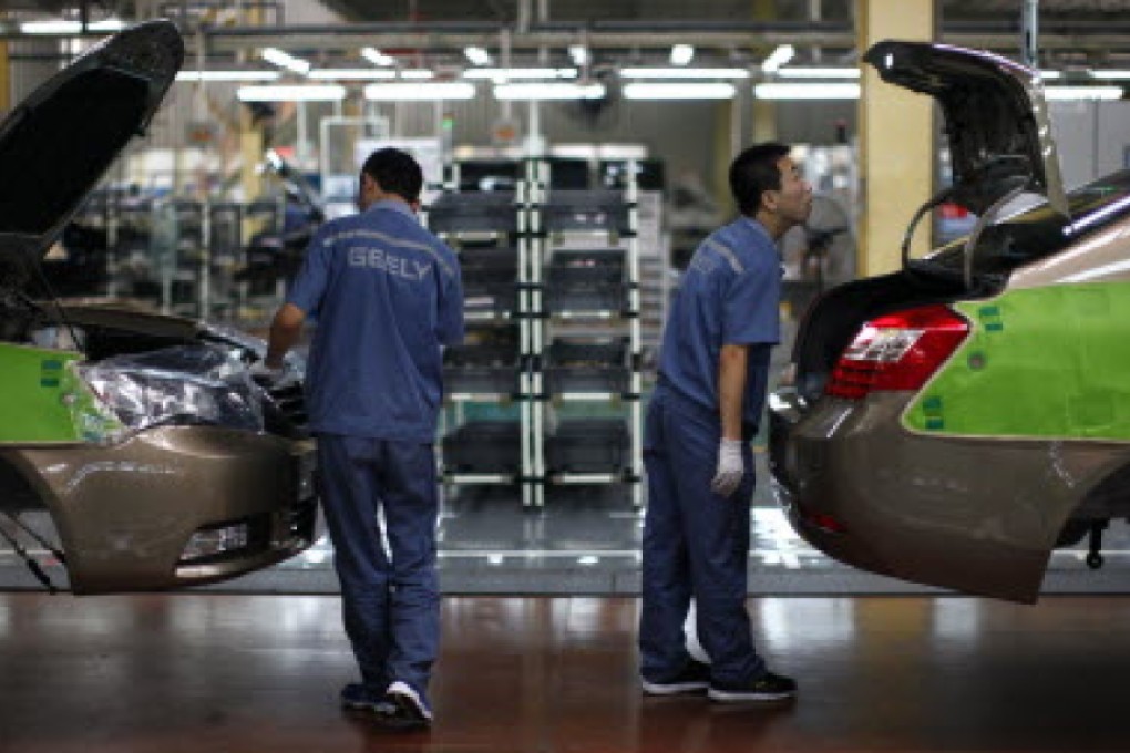 Geely, which makes inexpensive, compact cars, has seen its share price rise more than 20 per cent in the past year. Photo: Reuters