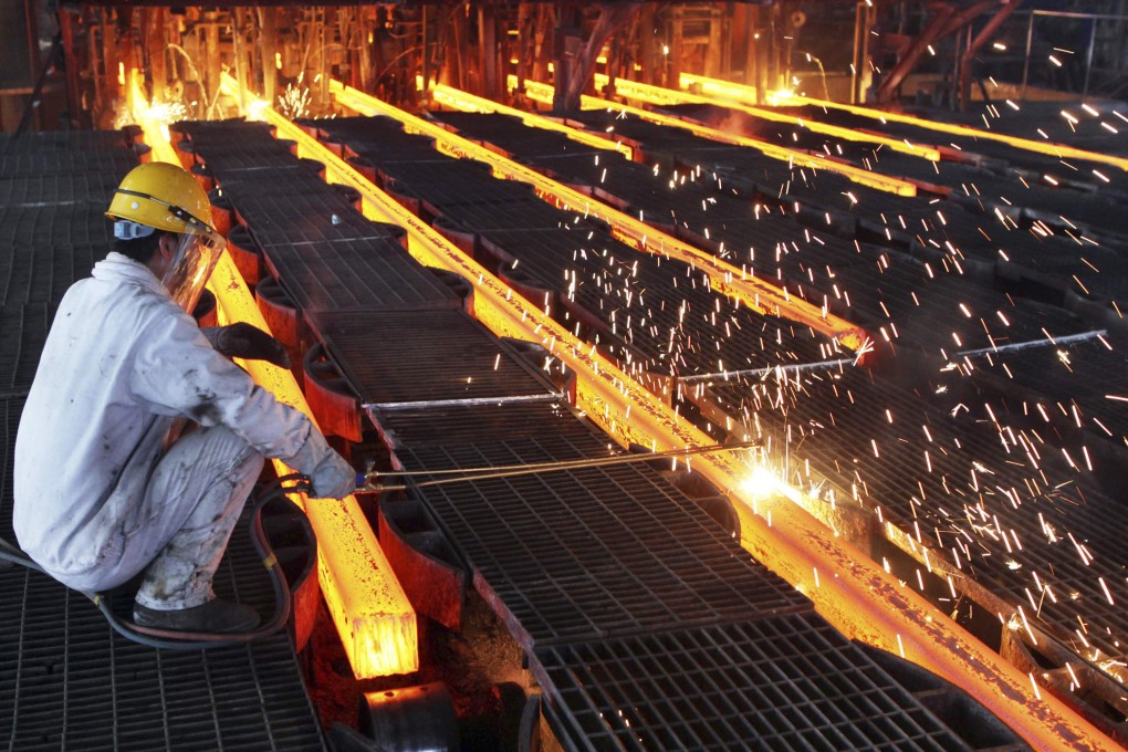 China's steel sector is estimated to have about 300 million tonnes of excess annual production capacity. Photo: Reuters