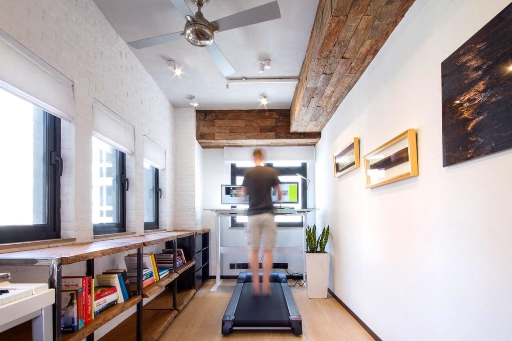 Vivid Living's standing desk allows an easy treadmill workout while performing simple tasks at the computer. Photo: SCMP Pictures