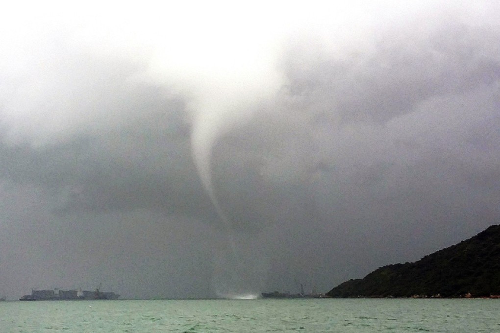 The waterspout was spotted near Kau Yi Chau island. Photo: ISD