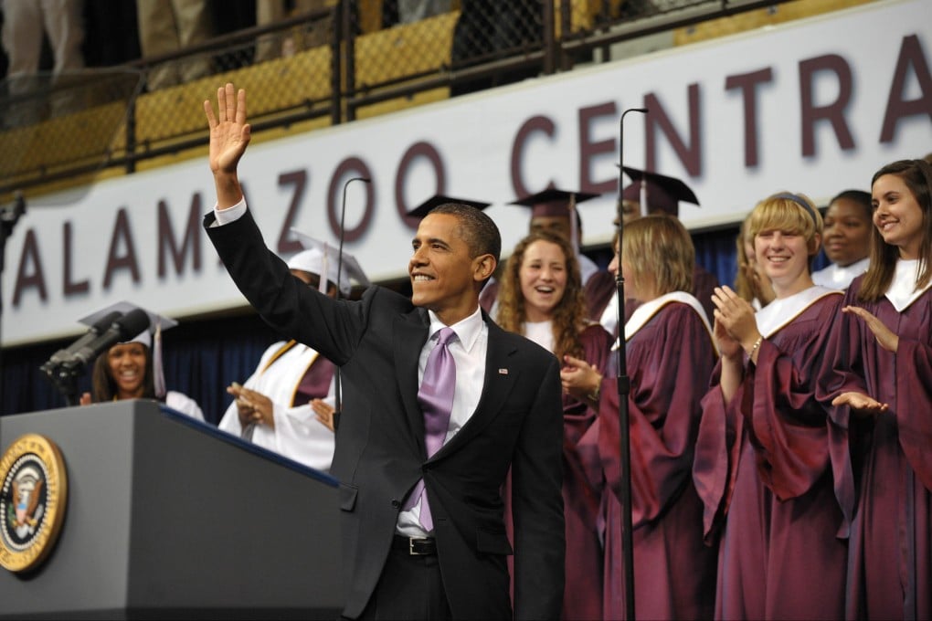 President Obama at Kalamazoo Central High School's graduation ceremony in the summer of 2010. Photo: Agence France-Presse