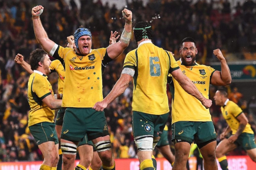 James Horwill leads the Australian celebrations following their last-gasp win over South Africa last Saturday. The Wallabies hope to continue the momentum against Argentina this weekend. photo: EPA