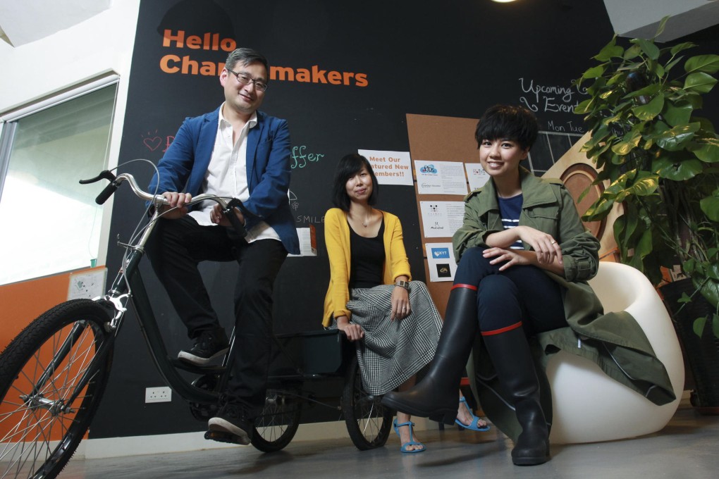 Pawsible founder Ringo Lam Wing-kwan (left), Rooftop Republic co-founder Michelle Hong Syen-huei (centre) and Helen Lo. Photo: May Tse
