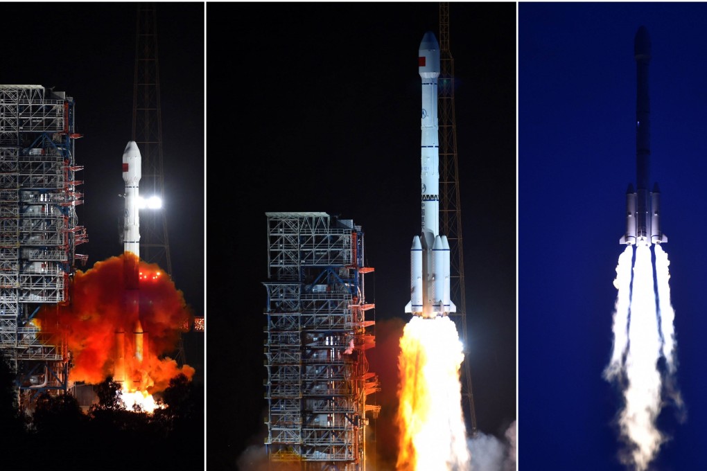 The Long March-3B/Yuanzheng-1 rocket carrying two satellites for the BeiDou Navigation Satellite System blasts off from the Xichang Satellite Launch Center. Province. Photo: Xinhua