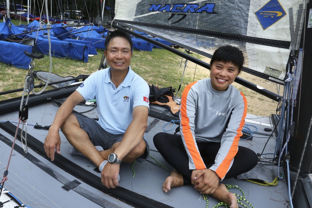 Fung Tat-choi and Chan Yu-ting at their sailing club in Lantau. Photo: Jonathan Wong