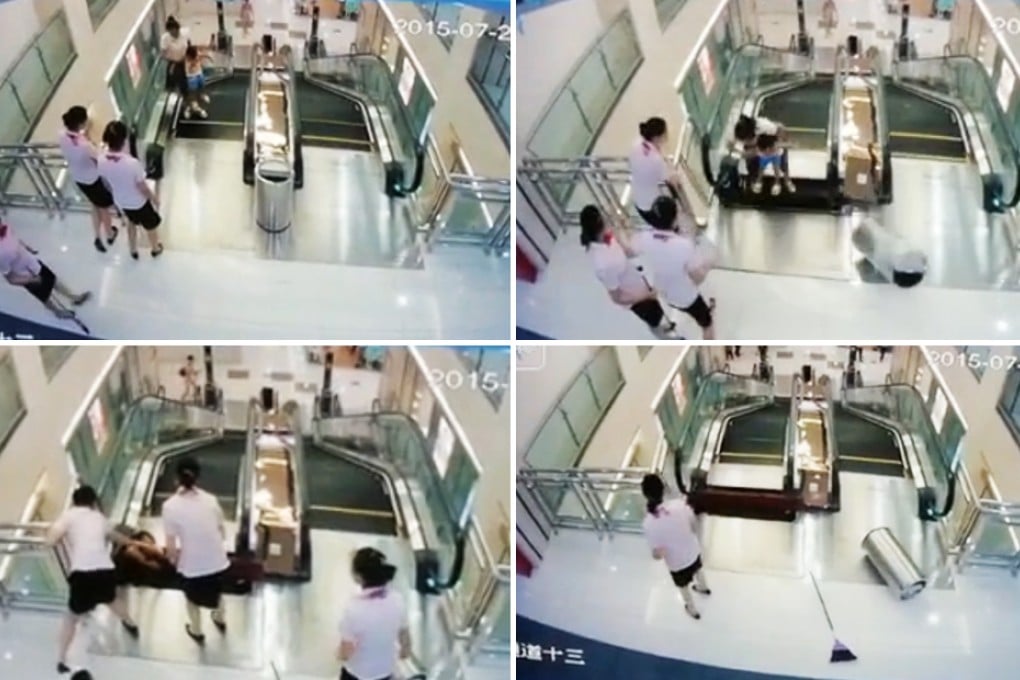 The accident was recorded by a surveillance camera at the mall. Photo: SCMP Pictures