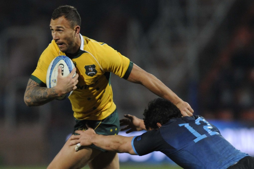 Quade Cooper in action against Argentina before he was sin-binned. Photos: AFP