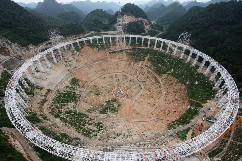 The five-hundred-metre aperture spherical telescope (FAST) will search for alien life far out in the cosmos. Photo: SCMP Pictures