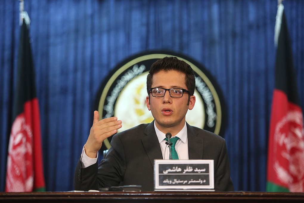 Zafar Hashemi, a deputy spokesman for Afghan President Ashraf Ghani, speaks during a press conference in Kabul. Photo: AP