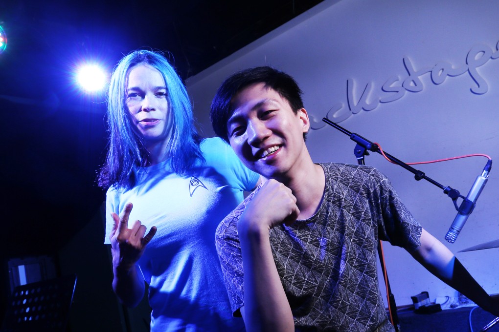 Chris B (left) and Teriver Cheung at Backstage Live save the lack of live venues is a real problem for musicians. Photo: K.Y. Cheng