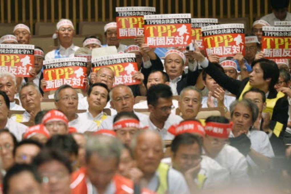 Japanese farmers protest against the Trans-Pacific Partnership. Photo: Kyodo