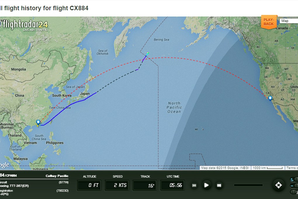 Flightradar24 details the full flight history for flight CX884. Photo: SCMP Pictures