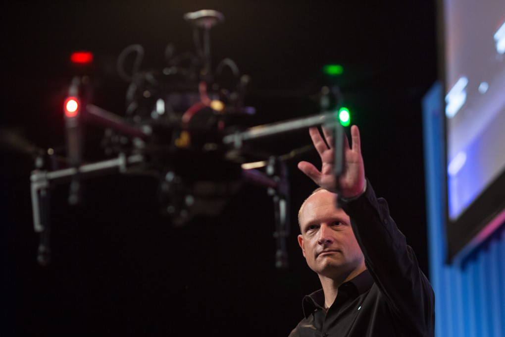 A demonstration of how drones can avoid obstacles using newly developed technology at the Rise 2015 summit in Hong Kong on Friday. Photo: EPA