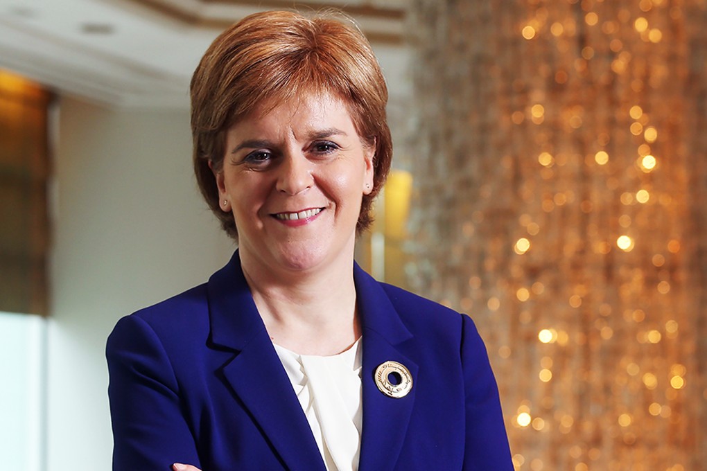 Scottish First Minister Nicola Sturgeon speaks to the South China Morning Post at the Island Shangri-La Hotel. Photo: K. Y. Cheng