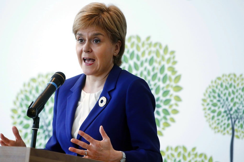 Scottish First Minister Nicola Sturgeon delivers a speech during the opening ceremony of the Scotland Hong Kong Centre for Carbon Innovation in Hong Kong. Photo: AP