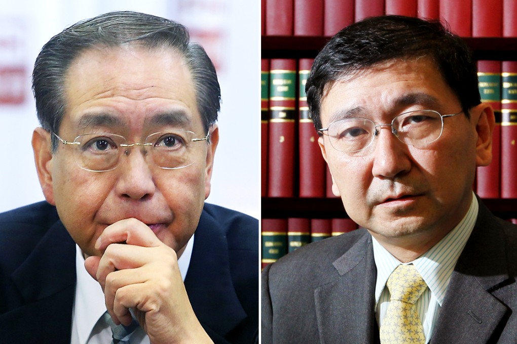 Arthur Li's (left) remarks came as the state-run People's Daily said yesterday it would be "the best choice to safeguard the HKU and the social consensus" for Johannes Chan (right) to "give up" his candidacy. Photos: Sam Tsang, Dickson Lee
