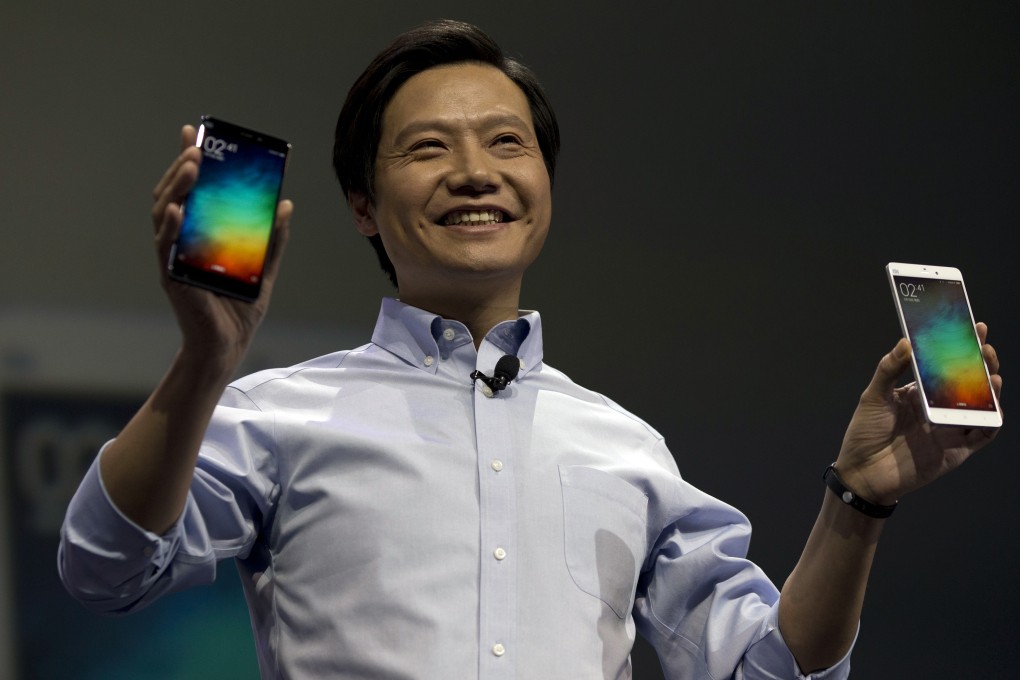Xiaomi Chairman Lei Jun demonstrates the Xiaomi Note in Beijing in January. The brand now leads the Chinese smartphone market and ranks No. 4 globally. Photo: AP