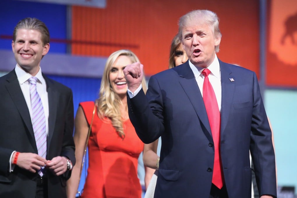 Republican presidential candidate Donald Trump leaves with his family following the first Republican presidential debate hosted by Fox News. Photo: AFP
