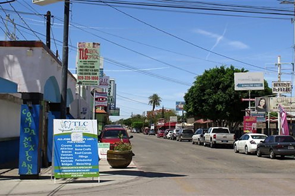 Dentists' offices line a street in Los Algodones. Photo: AP