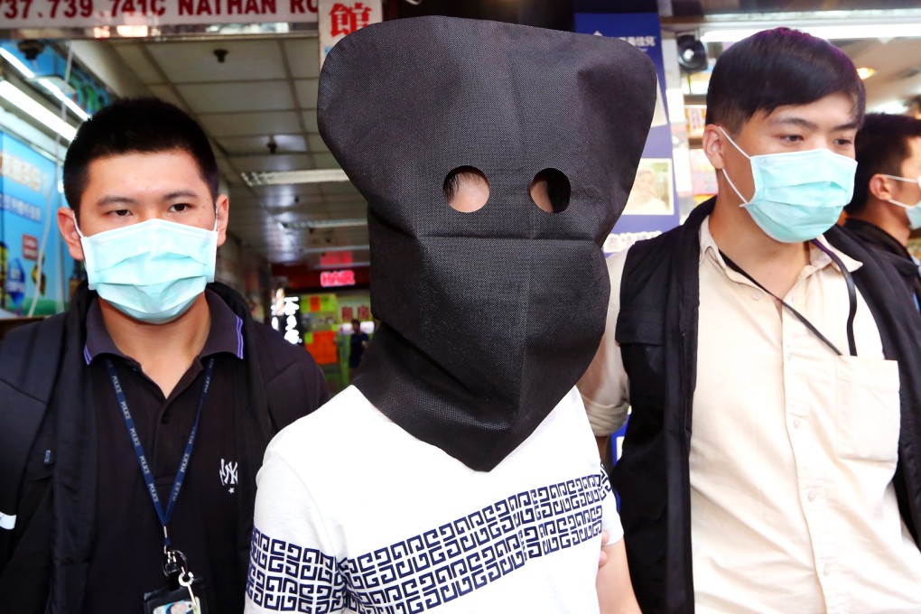 Police escort a suspect in a phone scam case earlier this month. Photo: Sam Tsang